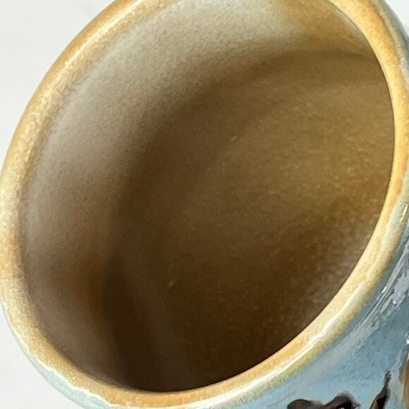 Gibson Owl Coffee Mug Hand Painted Blue Green Bird Stoneware Glaze Character Tea - Picture 13 of 16